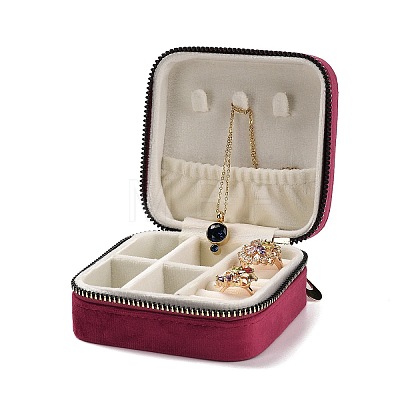 Square Velvet Jewelry Storage Zipper Boxes CON-P021-01C-1