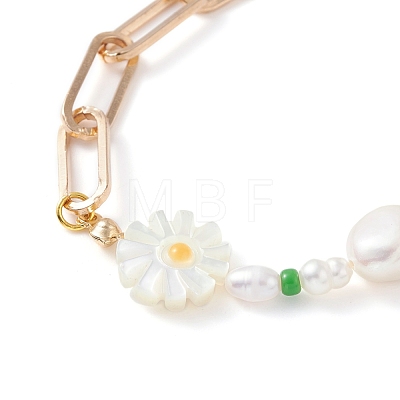 Sunflower Natural Shell Beads Bracelet X1-BJEW-TA00027-1