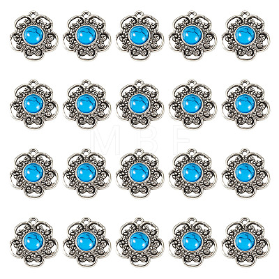 Tibetan Style Alloy with Resin Imitation Turquoise Connector Charms FIND-TAC0035-47AS-11-1