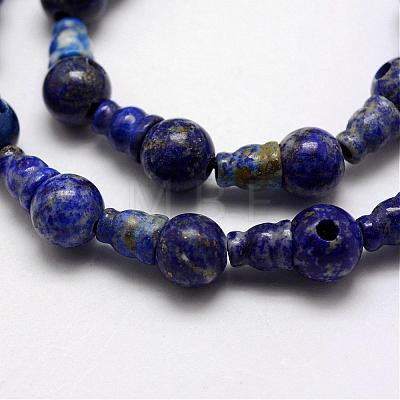 Natural Lapis Lazuli 3-Hole Guru Bead Strands G-K148-06-1