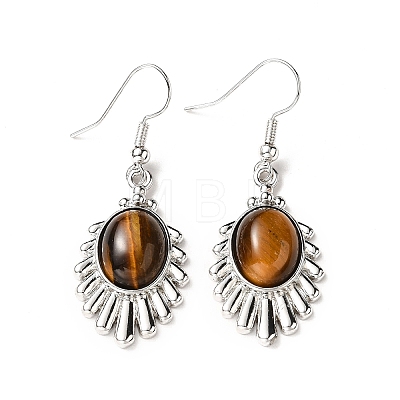 Natural Tiger Eye Teardrop Dangle Earrings EJEW-K246-01P-01-1