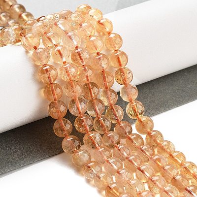 Natural Citrine Beads Strands G-S150-09-6mm-1