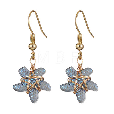 Lampwork Starfish Dangle Earrings EJEW-JE05443-1