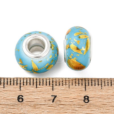 Opaque Resin Rondelle European Beads RESI-Z046-01B-1