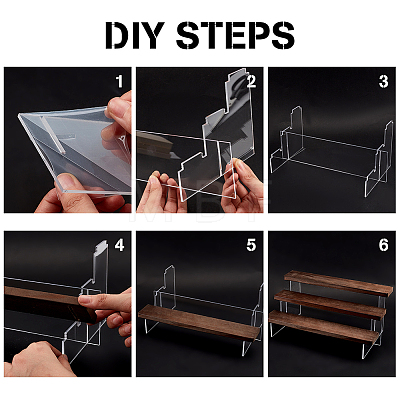 3-Tier Assembled Transparent Acrylic Organizer Display Risers ODIS-WH0029-89A-02-1