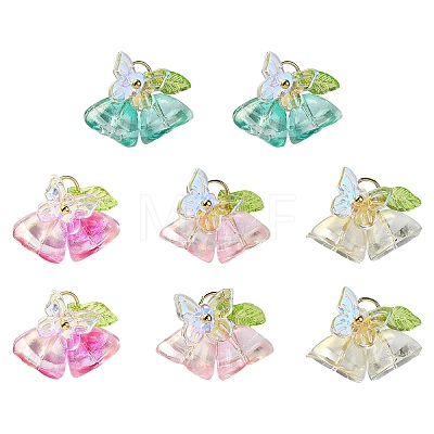 8Pcs 4 Colors Glass & Acrylic Pendants PALLOY-YW00215-1