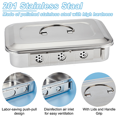 201 Stainless Steel Medical Sterilizer Box AJEW-WH0515-78A-P-1