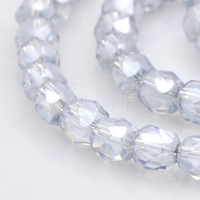 Pearl Luster Plated Glass Faceted Drum Beads Strands GLAA-A032-6mm-PL09-1