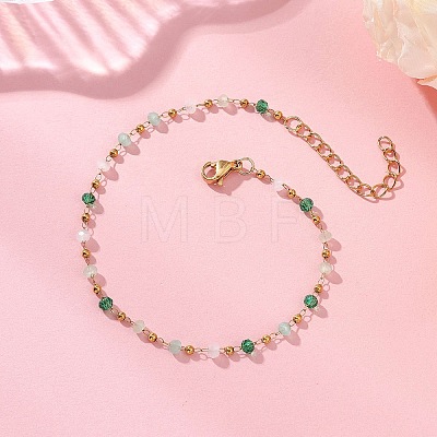 Glass Beaded Link Chain Bracelets for Women BJEW-JB12977-1