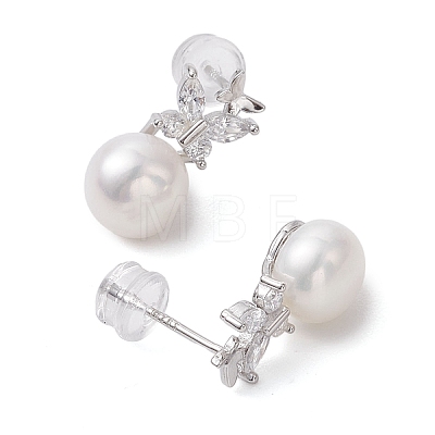 Natural Pearl Ear Studs EJEW-P286-17P-1