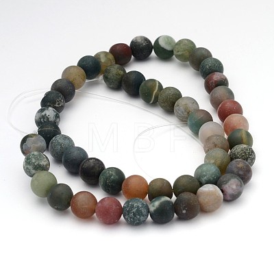 Frosted Round Natural Indian Agate Beads G-J338-02-8mm-1