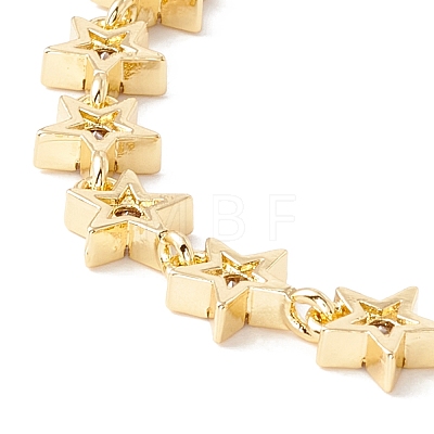 Clear Cubic Zirconia Star Link Chains Bracelet BJEW-I301-06G-1