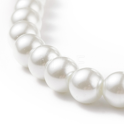 Glass Pearl Round Beaded Necklace for Men Women NJEW-JN03923-02-1