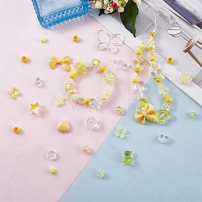 150 Pieces Random Rose Acrylic Beads Bear Pastel Spacer Beads Butterfly Loose Beads for Jewelry Keychain Phone Lanyard Making JX543B-1