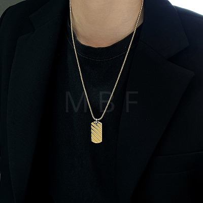 Stainless Steel Simple Texture Rectangle Pendant Necklaces for Men EJ7341-1-1