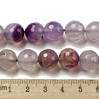 Faceted Natural Agate Beads Strands G-F447-12mm-K01-1