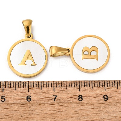 Natural Shell Flat Round with Initial Letter Pendants STAS-I353-01G-1
