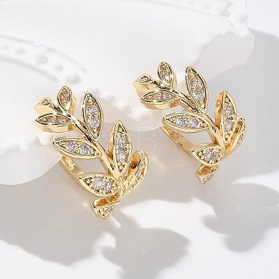 Brass Micro Pave Clear Cubic Zirconia Cuff Earrings EJEW-I249-11G-1