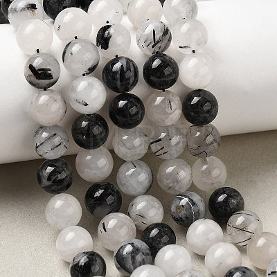 Natural Black Rutilated Quartz Beads Strands G-D295-6mm-1