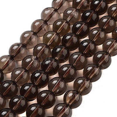 Natural Smoky Quartz Round Beads Strands X-G-E329-8mm-38A-1