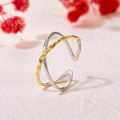 Two Tone 925 Sterling Silver Criss Cross Ring Adjustable Open X Ring Engagement Wedding Cuff Rings Band Finger Wrap Rings Minimalist Fashion Jewelry for Women JR955A-1
