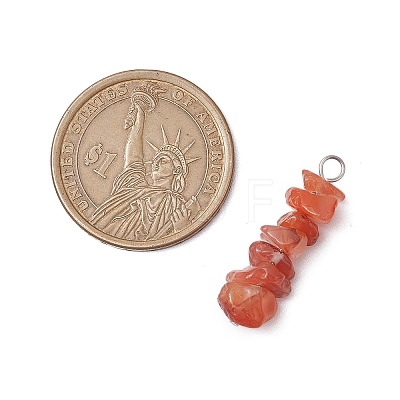 3Pcs Natural Rose Quartz & South Red Agate & Citrine Chip Beaded Constellation Pendants PALLOY-JF03043-01-1