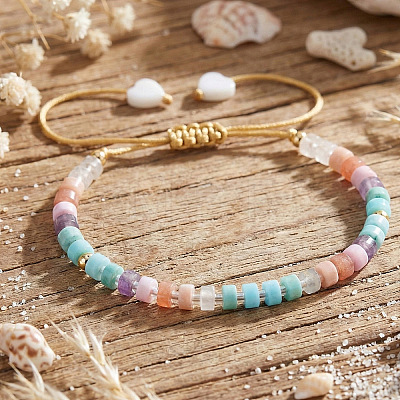 Chakra Natural Shell & Natural & Synthetic Mixed Gemstone Beads Braided Bead Bracelets ZA7321-2-1