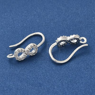 Rack Plating Brass Micro Pave Clear Cubic Zirconia Earring Hooks KK-A231-03S-1