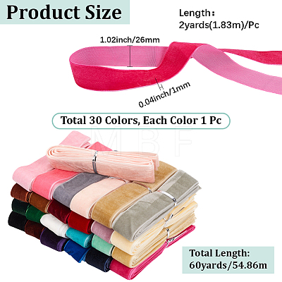 30Pcs Velvet Ribbon OCOR-WH20015-22B-1