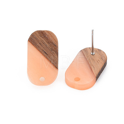 Two Tone Resin & Walnut Wood Stud Earring MAK-N032-034-1