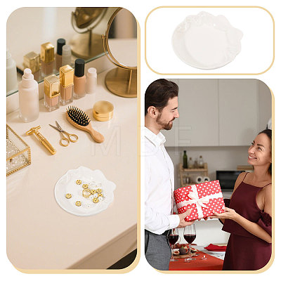 2Pcs Bowknot Porcelain Jewelry Storage Display Trays for Rings AJEW-GL0003-48B-1
