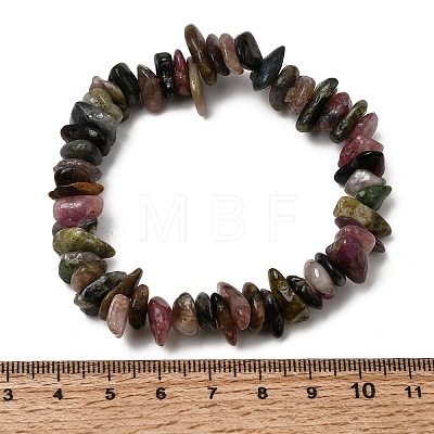 Natural Multicolor Tourmaline Chip Beaded Stretch Bracelets GG-CBA0FEA-01C-1