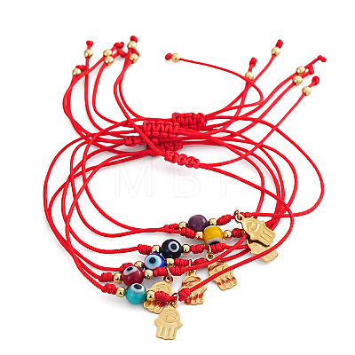 6Pcs Glass Evil Eye Beaded Braided Bracelet Sets ID6668-8-1