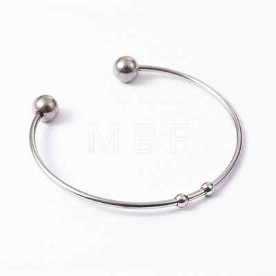 Tarnish Resistant Fashion 304 Stainless Steel Cuff Bangles Torque Bangles BJEW-H473-01P-1