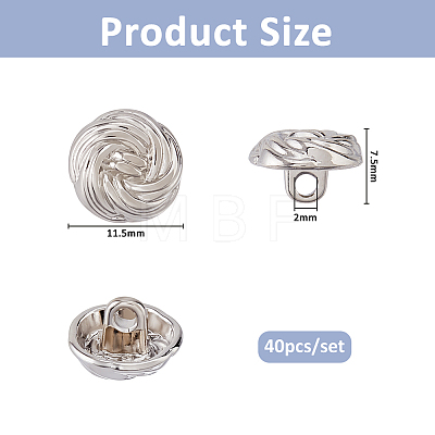 40Pc 1-Hole Zinc Alloy Shank Buttons BUTT-FH0001-039-1