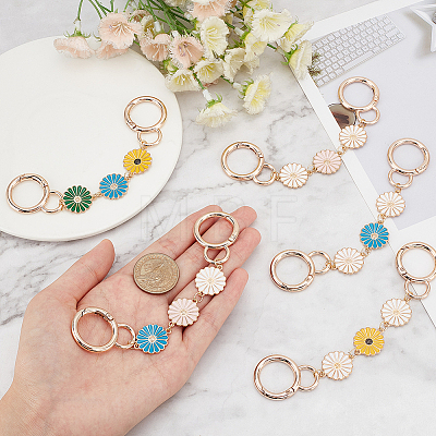 5Pcs 5 Colors Sunflower Alloy Enamel Link Purse Strap Extenders FIND-WR0009-35-1