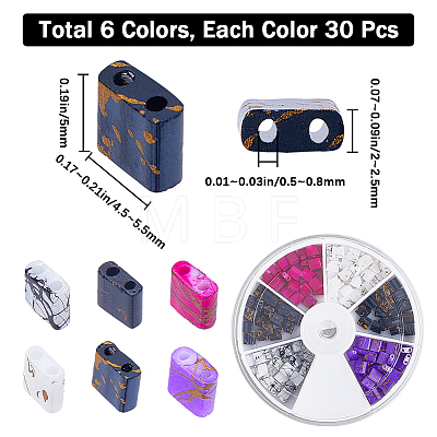 CREATCABIN 180Pcs 6 Colors 2-Hole Glass Seed Beads SEED-CN0001-26-1