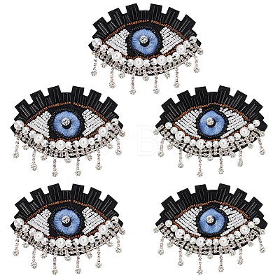 5Pcs Evil Eye Cloth Embroidered Appliques FIND-FG0003-07C-1