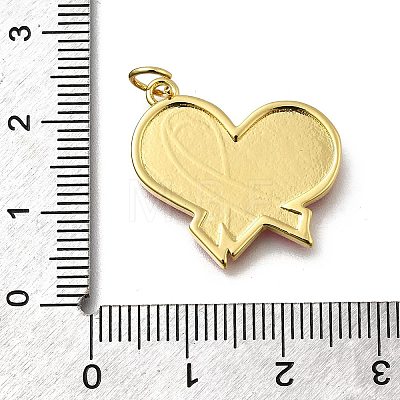 October Breast Cancer Pink Awareness Ribbon Brass Enamel Pendants LS-KK-G525-10G-05-1