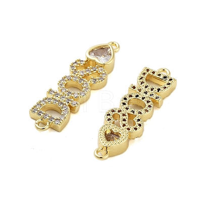 Rack Plating Brass Micro Pave Clear Cubic Zirconia DIOS Links Connector Charms KK-S379-23G-1