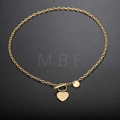 Stainless Steel Heart Pendant Cable Chain OT Necklaces for Women Daily Wear SN2723-1-1