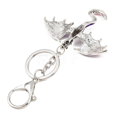 Dragon Alloy Rhinestone Pendant Keychains KEYC-G065-01C-1