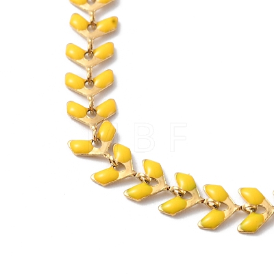 Enamel Ear of Wheat Link Chain Necklace NJEW-P220-02G-08-1