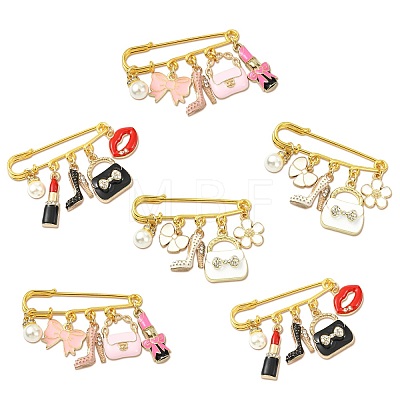 6Pcs 3 Style Steel Brooches JEWB-CJ00006-1