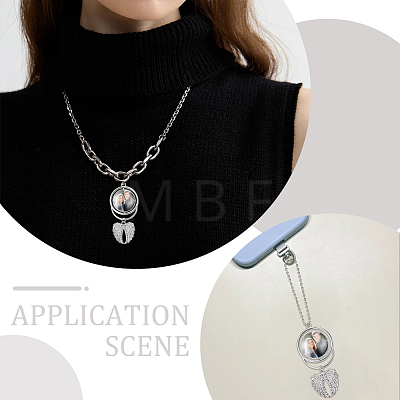 10 Bags DIY Flat Round & Angel Wing Alloy Pendant Decorations Making Kits DIY-ME0002-85-1