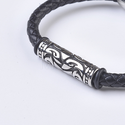 Men's Braided Leather Cord Bracelets BJEW-P194-11-1