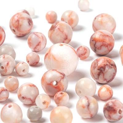 340Pcs 4 Sizes Natural Red Netstone Round Beads G-LS0001-35-1