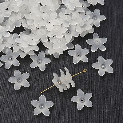 Frosted Acrylic Flower Beads PAB1936Y-10-1