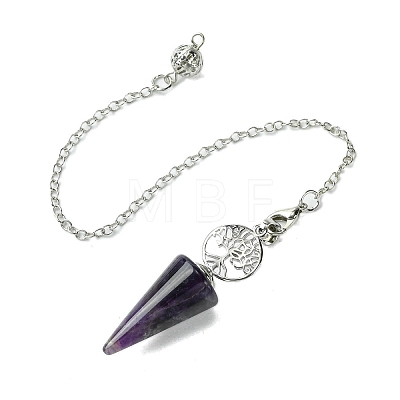 Natural Amethyst Cone Dowsing Pendulum Big Pendants G-C114-02P-16-1