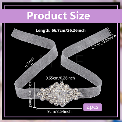 2Pcs Glass & Alloy & Polyester & Resin Flower Bouquet Ribbon DIY-FG0010-24-1